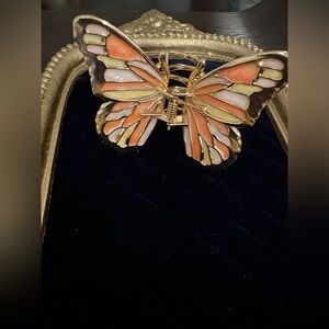 Butterfly Hair Clip - Orange and Gold